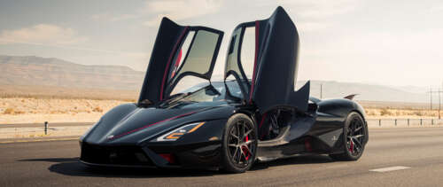 A sleek, black SSC Tuatara hypercar featuring a polished aerodynamic body. wallpaper