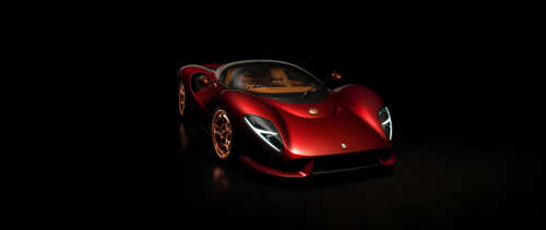 A sleek De Tomaso P72 supercar featuring polished metallic surfaces and elegant aerodynamic... UWUHD wallpaper for laptop download