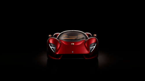 A detailed close-up of the De Tomaso P72 supercar, highlighting its aerodynamic body... wallpaper