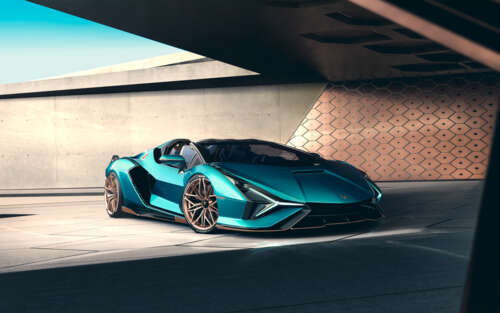 A high-performance Lamborghini Sián FKP 37 Roadster showcasing its aerodynamic curves... 7680x4800 free background images