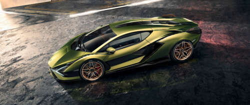 A sleek and aerodynamic bright green Lamborghini Sián FKP 37 supercar. UWUHD free wallpaper
