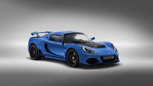 A high-performance Lotus Exige supercar featuring a sleek and aerodynamic body design. 8K desktop wallpaper