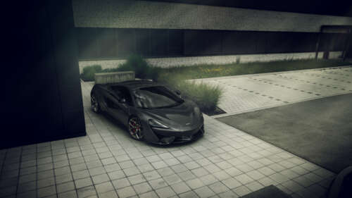 A glossy black McLaren 570S supercar showcasing its sleek aerodynamic body. 4K (Ultra HD)