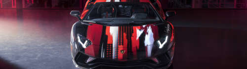 A high-detail, professional shot of a luxury Lamborghini Aventador S supercar. Dual UHD free background images