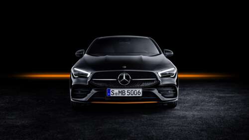 A high-detail shot of a silver Mercedes-Benz CLA-Class featuring a brilliant metallic... 8K computer backgrounds