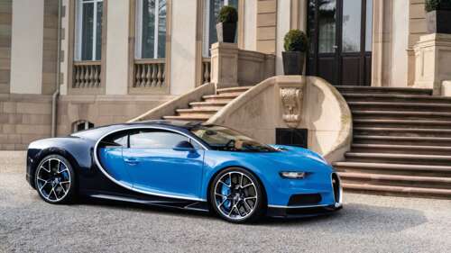 A high-performance Bugatti Chiron supercar featuring sleek aerodynamic lines and... 8K wallpaper images