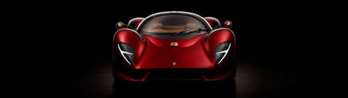 A detailed close-up of the De Tomaso P72 supercar, highlighting its aerodynamic body... Dual UHD free wallpaper