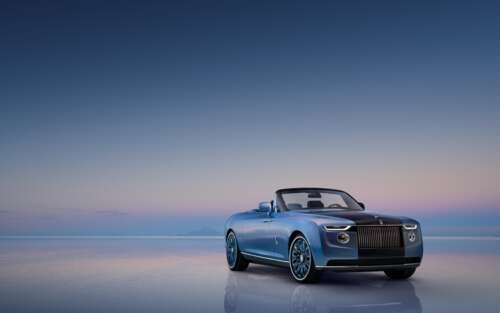 A detailed view of a Rolls-Royce Boat Tail showcasing vibrant reflections and sleek... 7680x4800 background images hd