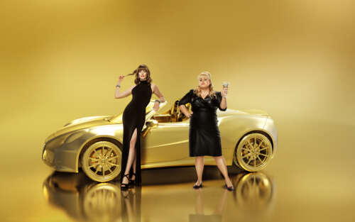 Rebel Wilson as Isabelle La Coquette and Anne Hathaway as Chroma from the movie The...