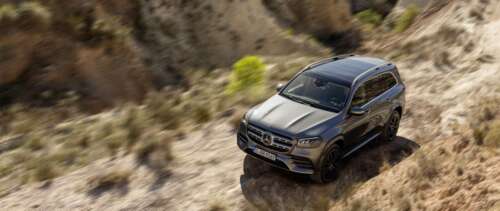 A high-quality view of a silver Mercedes-Benz GL-Class luxury SUV. UWUHD free background