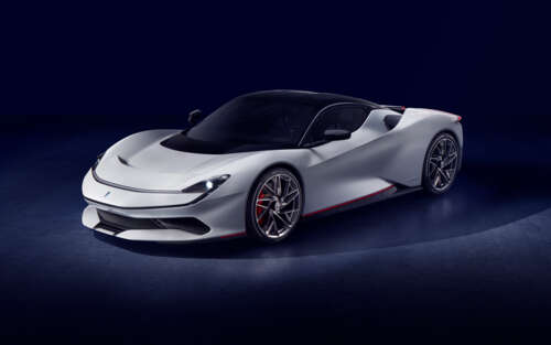 A sleek and aerodynamic silver Pininfarina Battista electric supercar featuring a... 7680x4800 free background images
