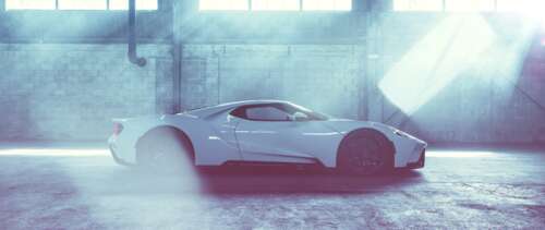 A high-performance white Ford GT supercar featuring a sleek, aerodynamic body and... UWUHD wallpaper photo gallery download