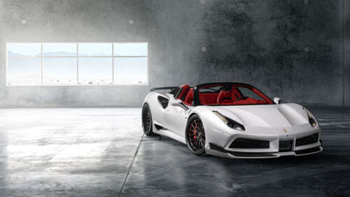 A pristine white Ferrari 488 supercar showcasing its aerodynamic design and elegant... 4K (Ultra HD) wallpaper