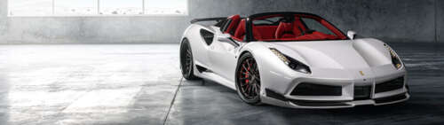 A pristine white Ferrari 488 supercar showcasing its aerodynamic design and elegant... Dual UHD wallpaper for pc download