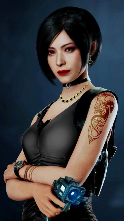 Un ritratto dettagliato del personaggio di Ada Wong, tratto da Resident Evil 2. lava Play Max