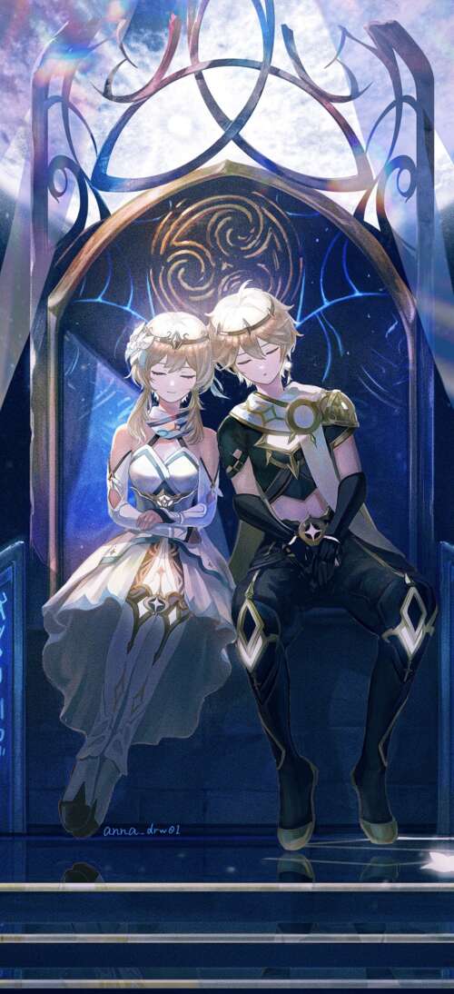 Aether and Lumine from the video game Genshin Impact realme neo7 Turbo cell phone backgrounds free