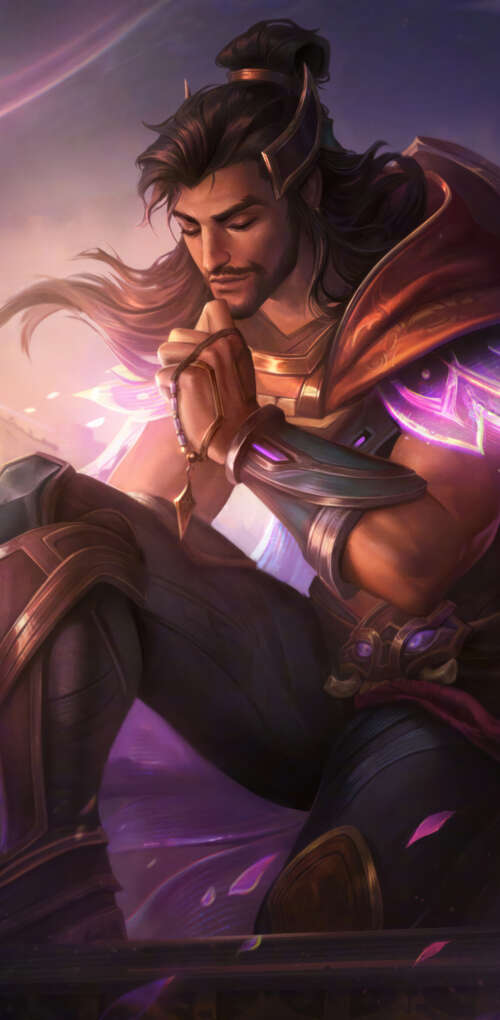 Akshan, the legendary rogue from League of Legends, in a dynamic pose. Huawei Mate 30 Pro hand phone wallpaper