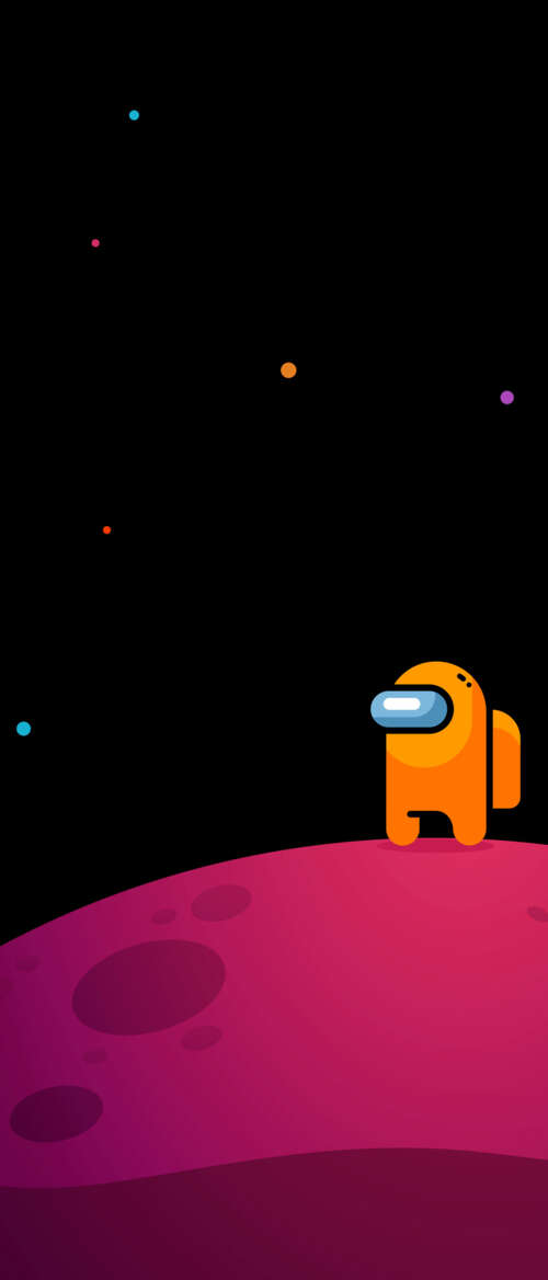 A colorful Among Us crewmate standing in a dimly lit, sci-fi spaceship hallway. nubia Flip 3 wallpaper photo gallery download