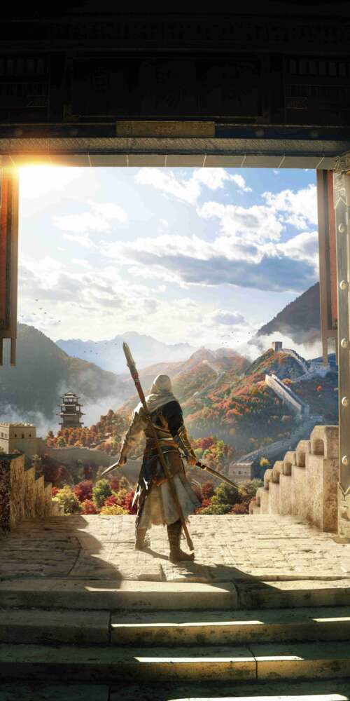 A cinematic view of an assassin from the video game Assassin's Creed Jade set in... Doogee Fire 3 Max pictures for wallpaper