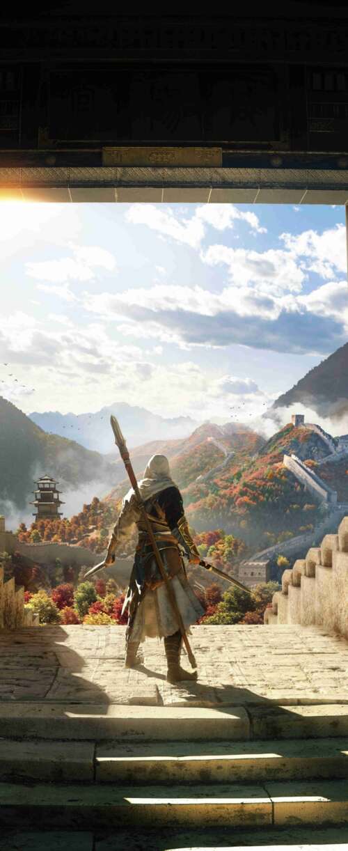 A cinematic view of an assassin from the video game Assassin's Creed Jade set in... Meizu Note 16 hd background