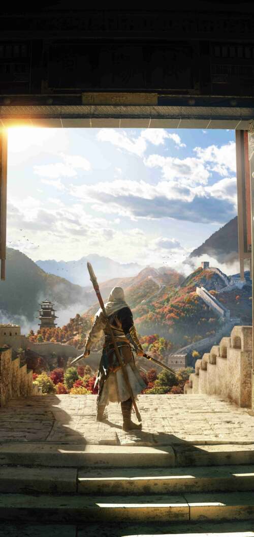A cinematic view of an assassin from the video game Assassin's Creed Jade set in... TCL K70 wallpaper photo gallery download