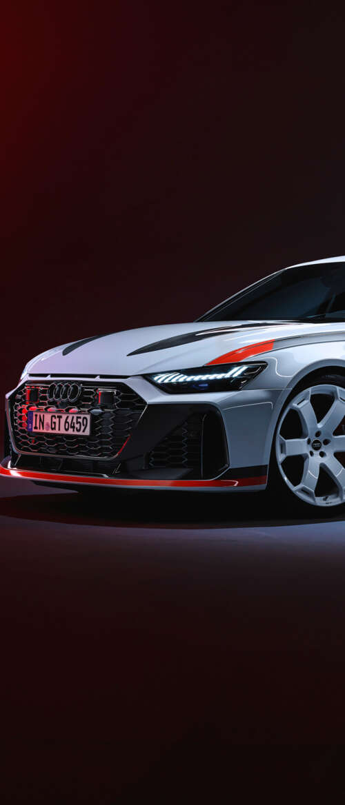 A high-performance Audi RS6 Avant GT featuring aggressive styling and wide wheel... Samsung Galaxy Z Flip7 hd background