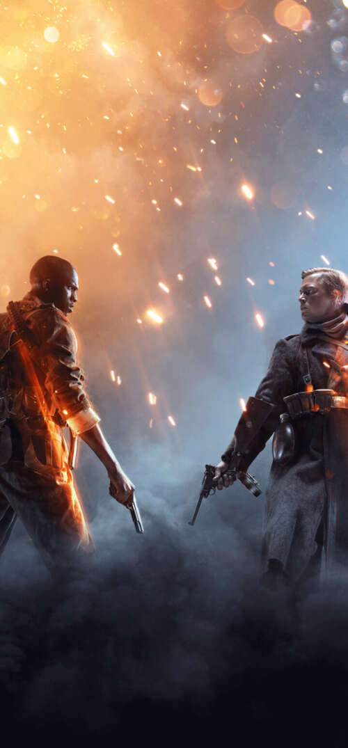 An infantry soldier from Battlefield 1 standing amidst the smoke and ruins of a World... UmiDigi Umidigi X wallpaper download
