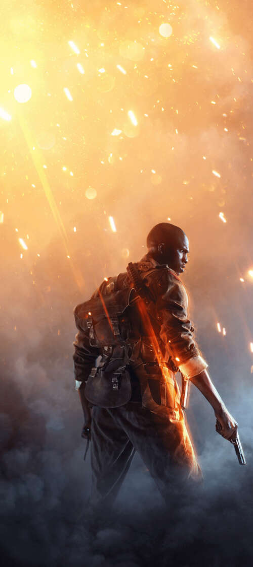 Un soldato di fanteria, provato dalle battaglie, proveniente dal videogioco Battlefield...