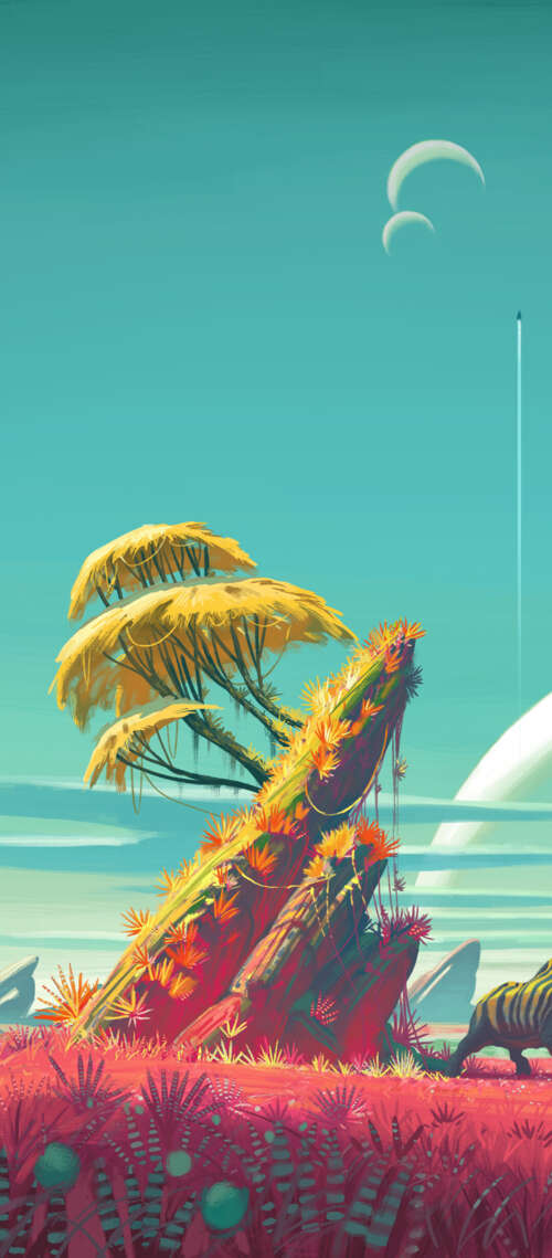 A space explorer in a futuristic suit overlooking a colorful alien planet landscape... wallpaper photo gallery download