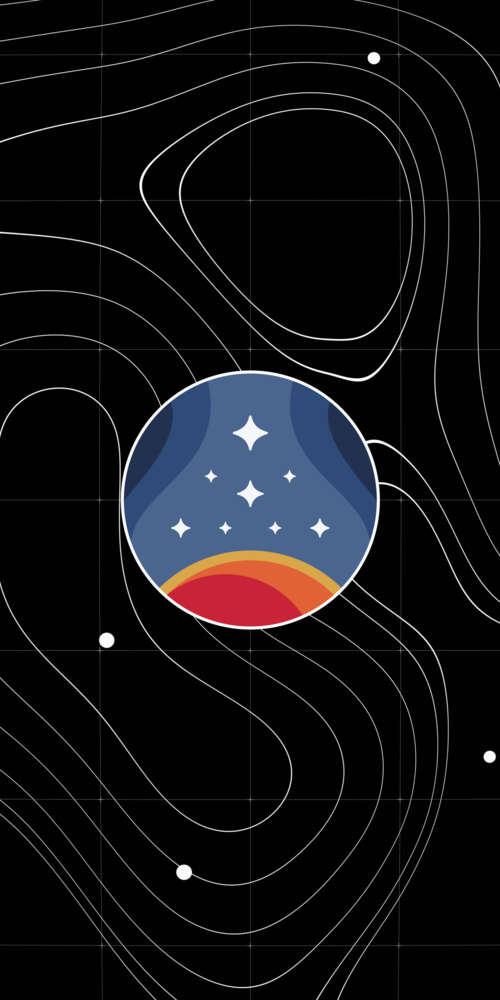 A minimalist dark sci-fi background featuring a deep black starfield with distant,... Doogee Fire 3 Max download free phone wallpaper