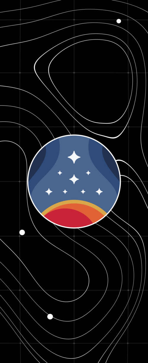 A minimalist dark sci-fi background featuring a deep black starfield with distant,... Meizu Note 16 lock screen wallpaper