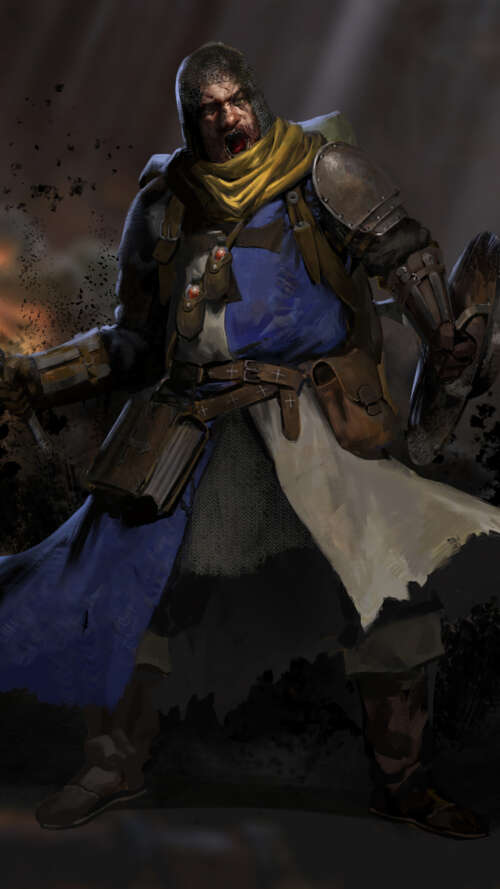 A hooded character lurking in a dark, stone dungeon corridor, inspired by the game... lava Play Max wallpaper download