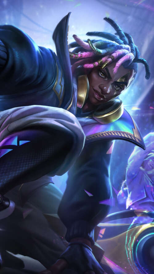 A cinematic depiction of the character Ekko from League of Legends. lava Play Max wallpaper