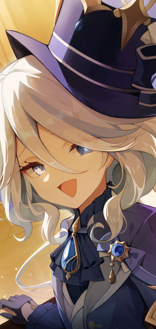 Un’elegante illustrazione di Furina, tratta dal videogioco Genshin Impact.