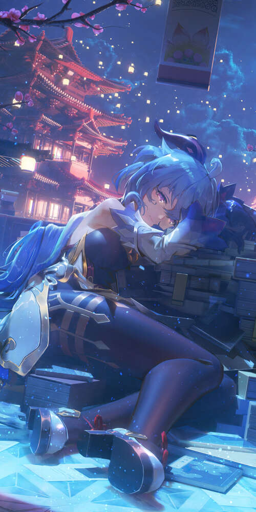 Un’elegante rappresentazione di Ganyu, personaggio del videogioco Genshin Impact,...