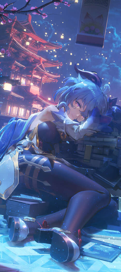 Un’elegante rappresentazione di Ganyu, personaggio del videogioco Genshin Impact,...
