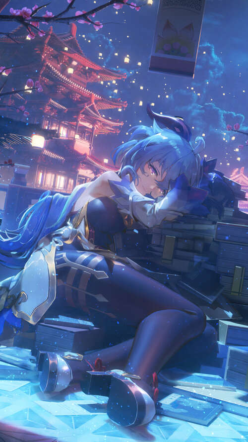 Un’elegante rappresentazione di Ganyu, personaggio del videogioco Genshin Impact,...