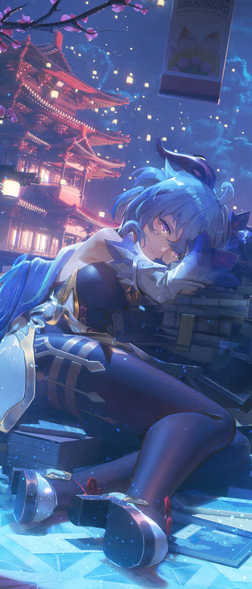 Un’elegante rappresentazione di Ganyu, personaggio del videogioco Genshin Impact,...