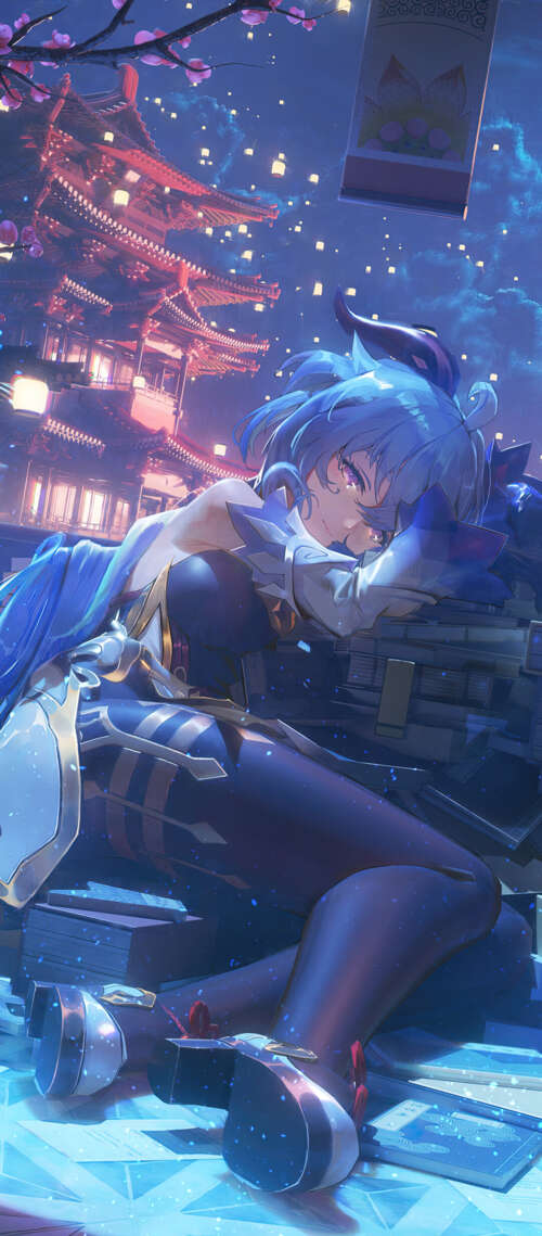 Un’elegante rappresentazione di Ganyu, personaggio del videogioco Genshin Impact,...