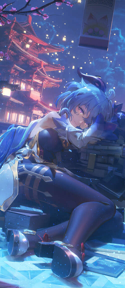 Un’elegante rappresentazione di Ganyu, personaggio del videogioco Genshin Impact,...