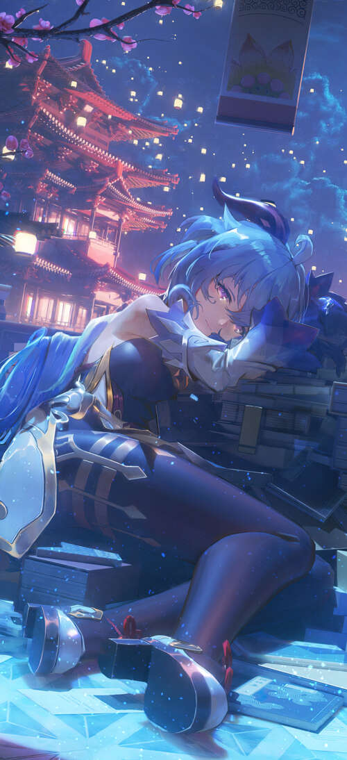 Un’elegante rappresentazione di Ganyu, personaggio del videogioco Genshin Impact,...