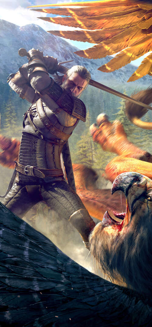 Geralt of Rivia from The Witcher 3: Wild Hunt featuring his iconic white hair and... Samsung Galaxy S26 Ultra wallpapers for android