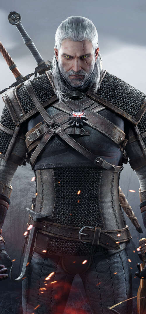 Un ritratto cinematografico di Geralt di Rivia, protagonista del videogioco The Witcher... Samsung Galaxy S26 Ultra