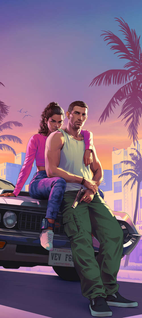 A cinematic portrait of a character in the Grand Theft Auto VI art style, featuring... Oukitel WP62 wallpapers for android