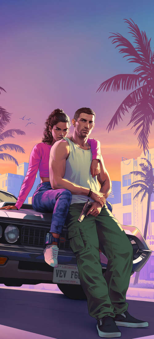 A cinematic portrait of a character in the Grand Theft Auto VI art style, featuring... Honor X9d wallpaper