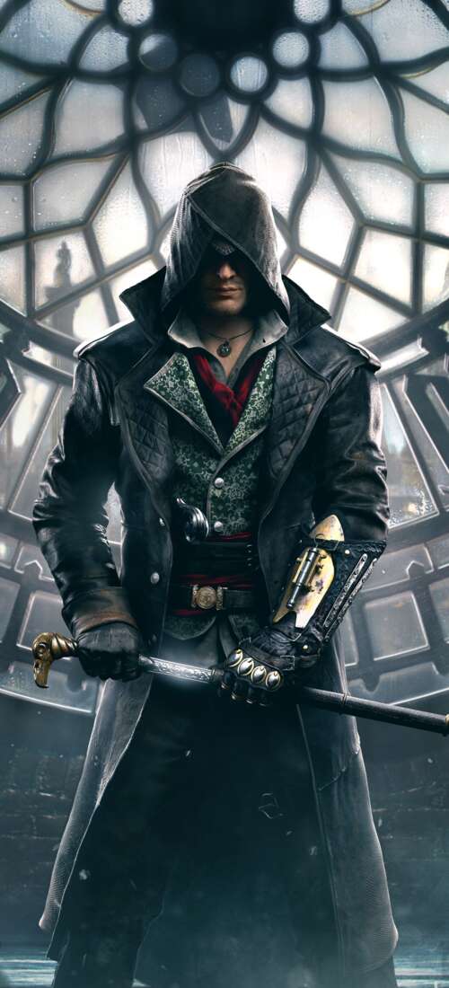 A cinematic portrait of Jacob Frye from the video game Assassin's Creed: Syndicate. Honor X9d hand phone wallpaper