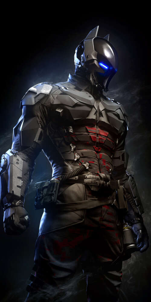 A close-up portrait of Jason Todd from Batman: Arkham Knight featuring glowing blue... free hd wallpapers