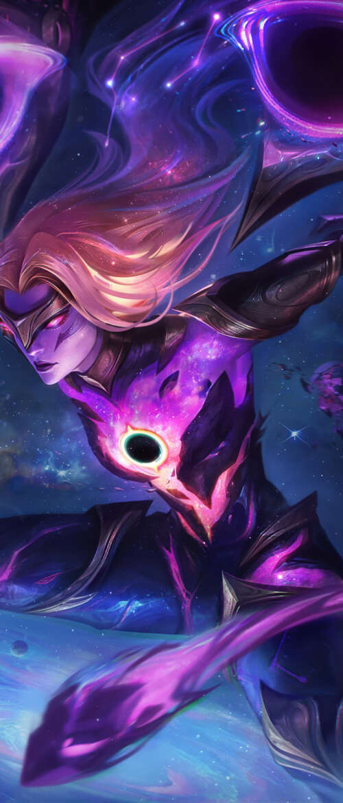 Cinematic portrait of Kai'Sa from League of Legends featuring her signature void-tech... Samsung Galaxy Z Flip7 hd background