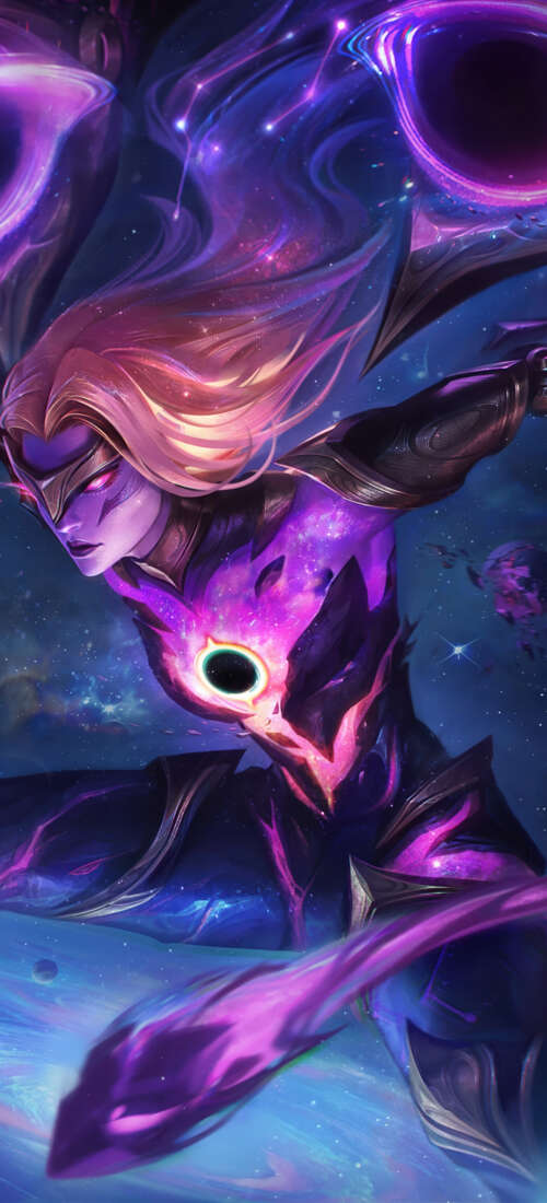 Cinematic portrait of Kai'Sa from League of Legends featuring her signature void-tech... Honor X9d high definition wallpaper