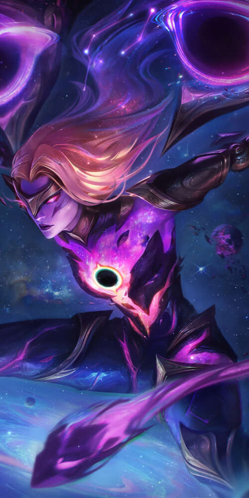Cinematic portrait of Kai'Sa from League of Legends featuring her signature void-tech... Doogee Fire 3 Max download free wallpaper for phone